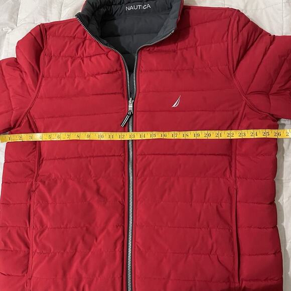 Nautica Jacket Men Size XXL Red Gray Puffer Quilted Reversible Stretch Ski Warm - Picture 4 of 9